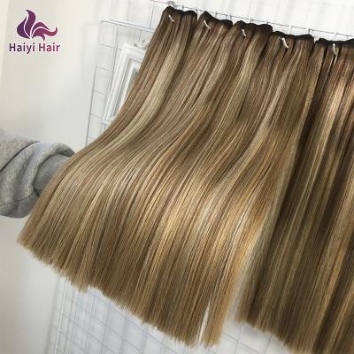 China silk & Wholesale Smooth Russian Hair Weft Cuticle Aligned Piano Color Machine Hair Weft for sale