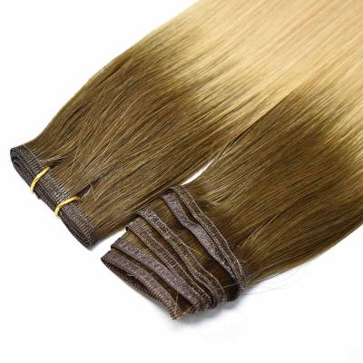 China Double Cuticle Hair Double Drawn Flat Drawn Russian Virgin Hair Weft Extension for sale