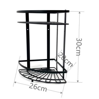 China Wall Mounted Type Durable Bathroom Triangle Shelf Metal Wire 2 Tier Shower Shelf Kitchen Storage Basket for sale