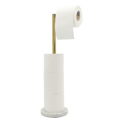 China Modern Natural Marble Matt Brushed Gold Finish Toilet Paper Holder Bathroom Tissue Roll Holder for sale