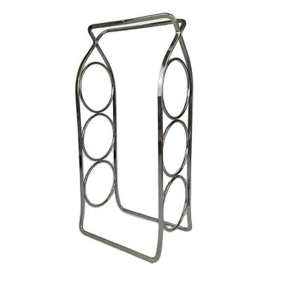 China SUSTAINABLE HIGH GRADE FLAT WIRE 3 BOTTLES WINE DISPLAY RACK CHROME PLATED METAL WIRE WINE WHOLESALE RACK for sale