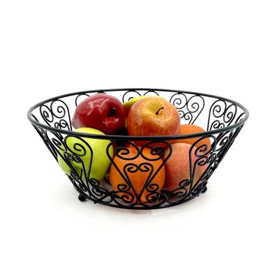 China Fruit Bowl Snack Metal Wire Banana Hanger Basket Storage 2 Tier Metal Base Vegetable Fruit Basket For Kitchen Counter for sale