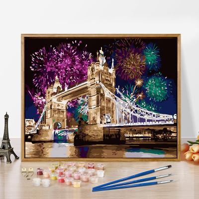 China Modern Painting By Numbers With Frame Landscape Painting By Number Canvas Adult Fireworks Paint By Numbers for sale