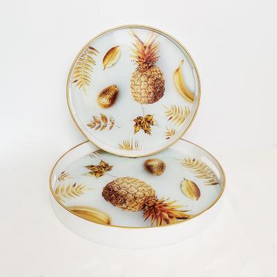 China High Quality Environmental Friendly Decorative Glass Food Serving Mirror Glass Tray for sale