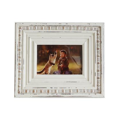 China White Rustic Distressed Solid Wood Photo Picture Frame Home Interior Decoration for sale