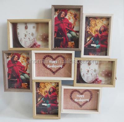 China Environmental Friendly Indoor Decor Hanging Double Sides Wooden Photo Frame Wall Picture Frame For Home Decor for sale