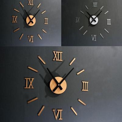 China Antique Creative Acrylic Roman Scale Mirror Wall Clock Fashion DIY Style Silent Wall Clocks for sale