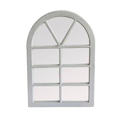 China Eco-Friendly Antique Shabby Chic Farmhouse Reclaimed Wood Frame Wall Window Arch Decorative Vintage Mirror for sale