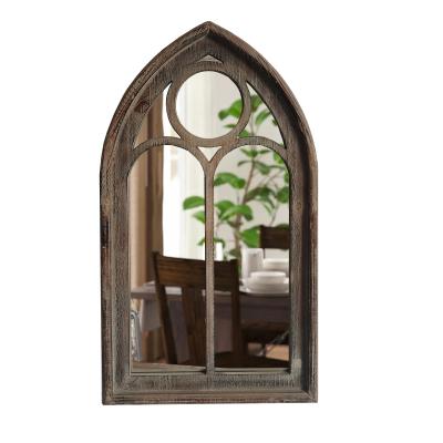 China Europe Shabby Chic Metal Gothic Garden Window Arch Mirror for sale