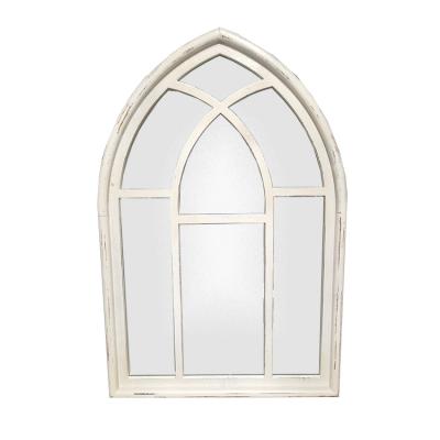 China Ahome Modern Farmhouse Decor Wooden Large Window Arched Hanging Wood Framed Vintage Arch Mirror With Frame for sale