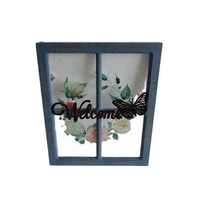 China Wholesale Environmental Friendly Used For Decoration Old Shabby Chic Windows Prints Decorative Glass Wall Art Decor for sale