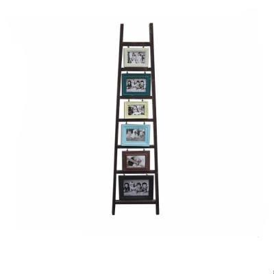 China High Sale Interior Hot Ladder Multi Wooden Photo Frame With Colorful 6PCS for sale