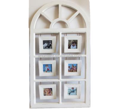 China Eco Friendly Rustic White Rustic Solid Wood Arming Rope Collage Photo Frame for sale