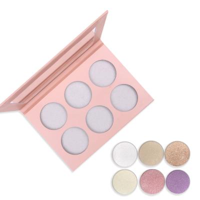 China Cruelty Free OEM Private Label 6 Colors Makeup Highlighter Palette Waterproof Vegetarianism for sale