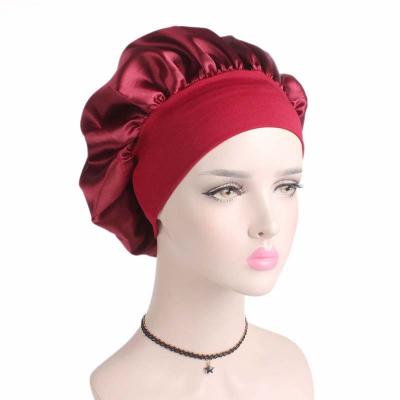 China Customized Designer Sleeping Beanies African Women Satin Hair Double Layer Plush Large Beanies Hats With Logo for sale