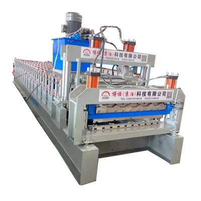 China Building Material Stores Zinc Automatic Glazed Steel Roof Tile Roll Forming Machine Step Tile Press Roof Forming Line for sale