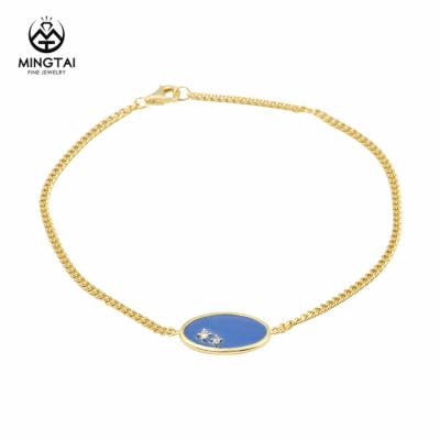 China Custom Casual / Sporty Womens Gold Plated 925 Sterling Silver Enamel Bracelets for sale