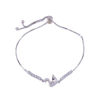 China 2021 New Arrival Cute Women's 925 Sterling Silver Swan Bracelet for sale