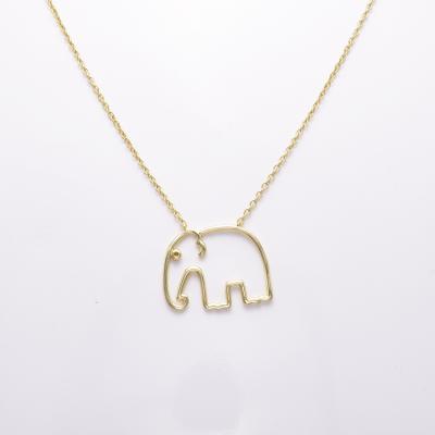 China Cute Yellow Gold Plated 925 Silver Gold Elephant Animal Necklace for sale