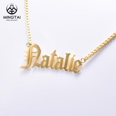 China FASHIONABLE Arabia New Gold Name Plate Necklace Designs Model Girls , Ladies Silver Necklace for sale