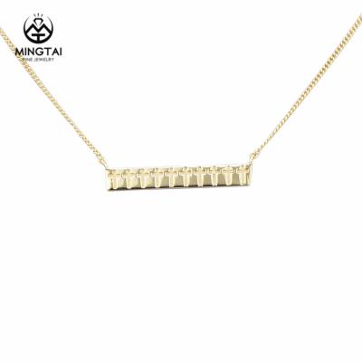 China /Sportsman High Quality Casual Gold Plated Sterling Silver Personalized Bar And Cross Necklace 925 Craved Necklaces for sale