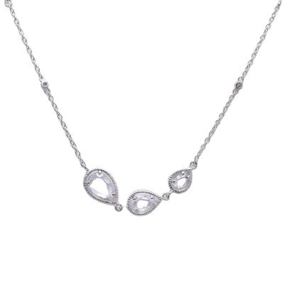 China Fashion Charm Necklace Drop Pear Long Clear CZ 925 Silver Long Necklace for sale