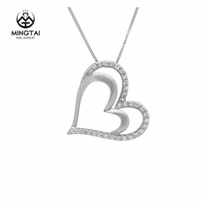 China 2018 New Christmas Jewelry Heart Cut CLASSIC White Zircon Necklace 14KT Gold Pendant for sale