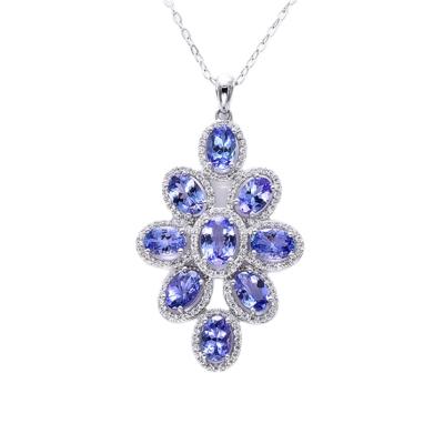 China CLASSIC High Quality Natural Flower 18K White Gold Tanzanite Pendant Necklace for sale