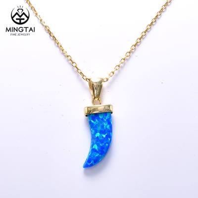 China CLASSIC horn shape pendant with blue agate, silver pendant necklace, fashion pendant for sale