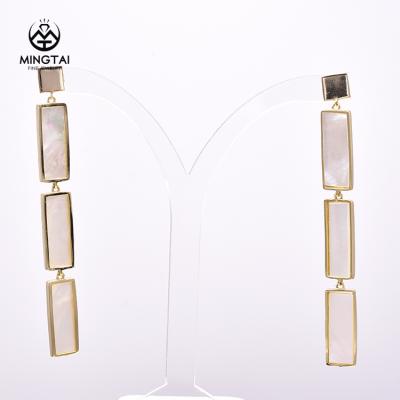 China 2021 Trendy Women's Fashion 925 Silver Drop Stud Rectangle Shell Earring for sale