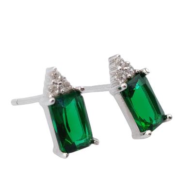 China CLASSIC Green Cut Green CZ Earring Silver Stud Earring Jewelry for sale