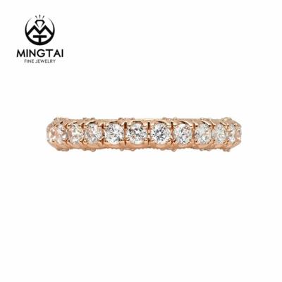 China 2021 CLASSIC Round Brilliant Cut Diamond CZ 14K Rose Gold Engagement Eternity Rings for sale