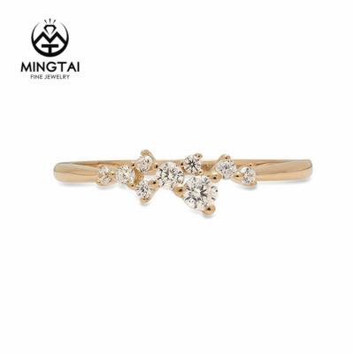 China 2021 CLASSIC Series Dendritic Pure Cut Yellow Gold Ring Design For Women, Solid Gold And CZ Diamond Rings for sale