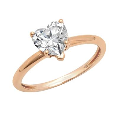 China FASHIONABLE 14K Rose Gold Engagement Ring Diamond CZ Heart Shaped Ring for sale