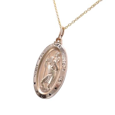 China Saint Christopher Protect USA CLASSIC simple gold plated necklace with pendant and religious necklace customize for sale