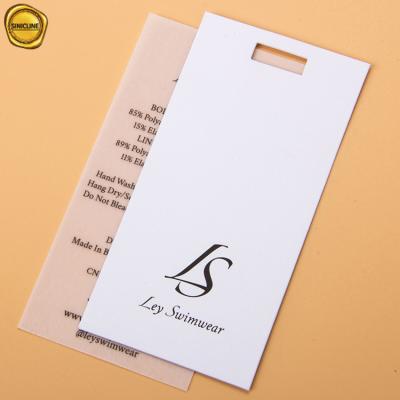 China Sinicline Viable 2 Pieces Of White Logo Design Single Garment Hang Tag Dutch Paper For Product Hang Tag for sale