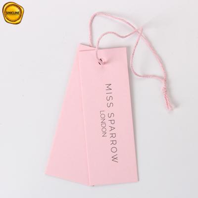 China Sinicline New Arrival Viable Unique Pink Paper Card Hang Tags With Cotton String for sale