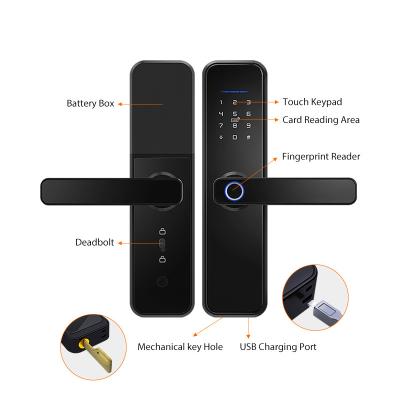 China WIFI APP Smart Door Lock Aluminum Zinc Alloy Material Door Inside Smart Digital Lock WIFI APP Fingerprint for sale