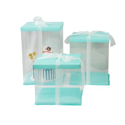 China Recyclable Recommend Transparent Disposable Cake Box Three-in-One Cake Box Birthday Baking Stepped Package for sale