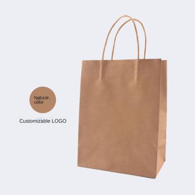 China Handmade Recyclable Kraft Paper Bag With Your Own Logo , Custom Shopping Paper Bag For Food With Handle for sale