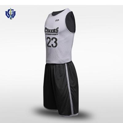 China 100% Polyester Antibacterial Custom Sublimation Printing Mens Basketball Tank Top Sets for sale