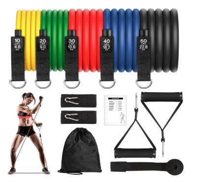 China Best Breathable Exercise Resistance Bands 11PC Set, Home Fitness Resistance Bands Exercise Elastic Pull Ropes For Indoor Strength Training for sale