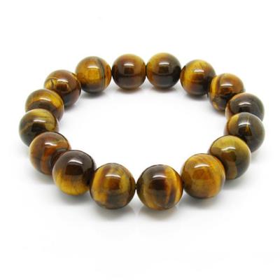 China CLASSIC 12mm Natural Yellow Good Tiger Eye Round Beads Stretch Bracelets For Men for sale