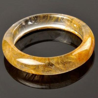 China Rutilated quartz 55-60mm inside diameter natural gold rutilated quartz AA grade fashion gemstone bracelets for women for sale