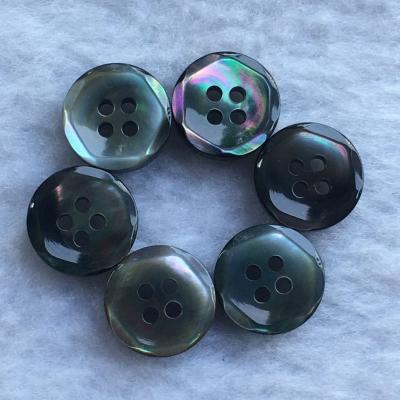 China China Manufacturer 4 Holes 18L Viable Black Shell Buttons For Clothes Pearly for sale