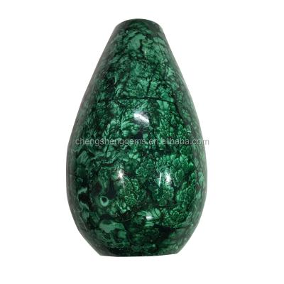 China Wholesale High Quality Decorations Semi Gemstone Natural Malachite Flower Vase For Decoration for sale