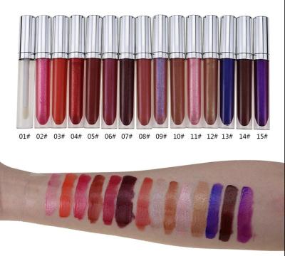 China Waterproof Long Lasting Diamond Glitter Lip Gloss Waterproof Pearl Lip Gloss Private Label Makeup Shimmer 15 Colors for sale