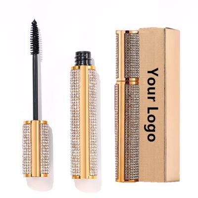 China Custom Private Label Waterproof Logo Tube Eyelash Fiber Mascara Waterproof Mascara Diamond Golden for sale