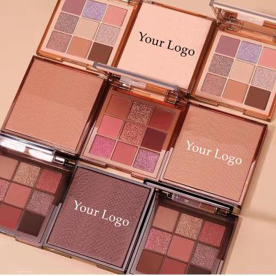 China Waterproof Private Label No Logo Pressed Powder Makeup Eye Shadow 9 Colors Nude Pink Palette for sale