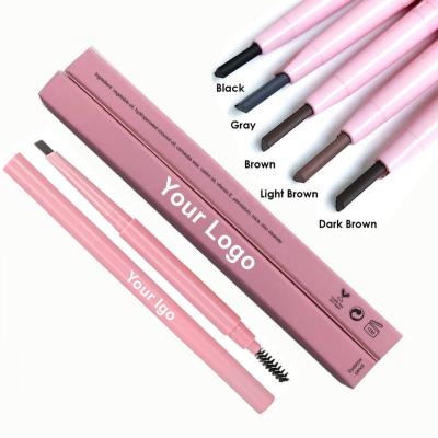 China OEM Waterproof Wholesale Private Label Makeup Pen Pink Double Headed Eyebrow Pencil for sale